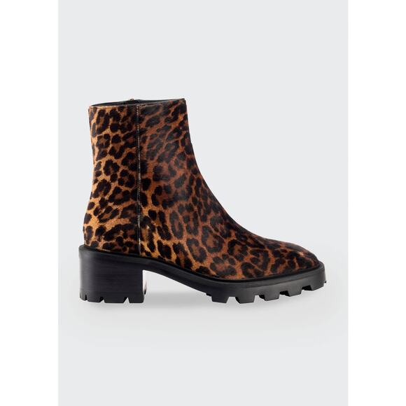 JIMMY CHOO Mava Leopard-Print Fur Ankle Booties Size 37 Size 7 - Picture 1 of 10